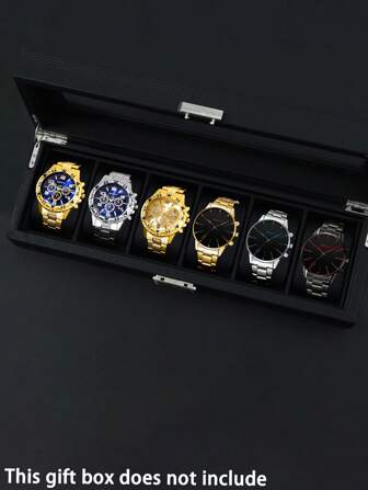 6 Pcs/Set, Casual And Fashionable Men Watch, Quartz Watch, Men's Watch, Men's Alloy Strap Watch, Very Suitable For Daily Wear, Ideal Gift For Men, A Gift For Yourself