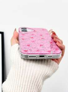 Pink Bow-Knot Strawberry Red Epoxy Glitter Transparent Strawberry Pendant Shock-Proof High-End Protective Phone Case Compatible With IPhone 16/IPhone 15/ XR /IPhone 16 PROMAX/7P 8P/P12 PROMAX/P13 PROMAX/P14 PROMAX /P13/P14/P11/P12/P14, Women Cute Fashionable Thick Soft Phone Cover Case Compatible With XS/S/XSMAX/78GES2