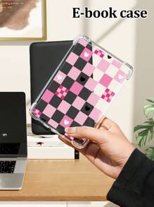 粉色格子保护套适用于 iPad 第 10 代、iPad Air 4/5 10.9 英寸，兼容三星 Tab A7 Lite 8.7 英寸、S6 Lite 10.4 英寸，四角防摔，单手握持