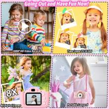 Cámara digital, grabadora de la infancia, cámara de video, juguete cámara para niñas y niños de 3 a 12 años, cámara de video digital para niños con funda de dibujos animados, cámara divertida con videojuegos, mejor regalo de cumpleaños y festividad para niños