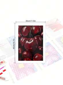 5D DIY Diamond Painting Mosaic Kit - Beautiful Cherry Landscape, Diamond Art Home Decor Wall Art, A Great Gift For Friend On , Christmas, Valentine's Day, Halloween, Thanksgiving - Red - View 3