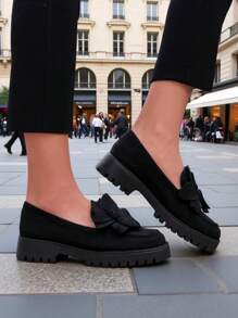 Royalfashionsuede Women's Moccasins With A Floverse Flower - Black - View 7