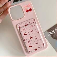 粉色 2 件樱花和蝴蝶结保护手机壳；2 件手机壳 + 粘性卡槽适用于 Apple 13 系列、11 系列、12 系列、14 系列、15 系列、16 系列防水防震防摔防刮