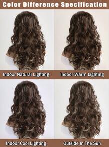 20 英寸女士时尚蓬松自然卷曲棕色渐变金色合成假发，带侧刘海，适合日常佩戴、节日、婚礼、派对、万圣节服装 - 彩色 - 查看 7