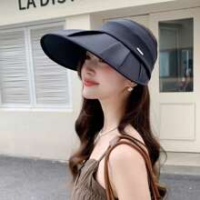1 件女士可调节褶皱遮阳帽，防风，防紫外线，户外休闲百搭宽边帽