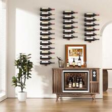 B4Life Wine Rack Wall Mounted Wall Wine Rack For 24 Wine Bottles Wood Wine Racks For Wall Wine Holder Wall Mounted Wine Bottle Racks For Kitchen Dining Room Bar - Black-brown1 - View 2