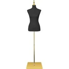Dress Form Mannequin For Sewing Female Beige Leather Manikin Torso With Detachable High Stability Metal Stand Adjustable Height - 黑色 - 查看 1