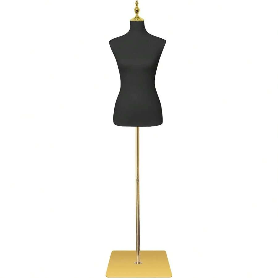 Dress Form Mannequin For Sewing Female Beige Leather Manikin Torso With Detachable High Stability Metal Stand Adjustable Height - 黑色 - 查看 1