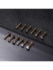 12 件蛋白石 CZ 锆石唇环女式男式 16G 不锈钢唇钉耳环软骨前螺旋耳屏耳环梦露美杜莎穿孔珠宝 - 唇釘 - 查看 10