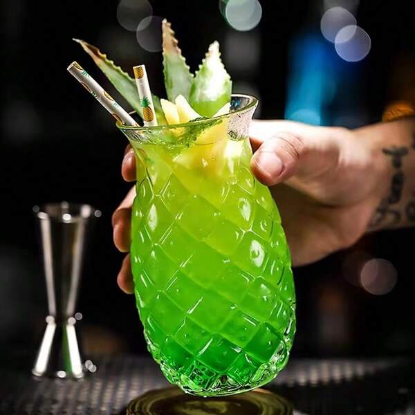 1pc Creative Pineapple Cocktail Glass, Bar Special Drink Cup, Transparent Juice Glass, Elegant Party Glassware, Home Bar Party Use