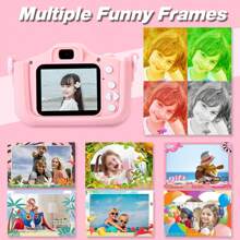 Cámara digital, grabadora de la infancia, cámara de video, juguete cámara para niñas y niños de 3 a 12 años, cámara de video digital para niños con funda de dibujos animados, cámara divertida con videojuegos, mejor regalo de cumpleaños y festividad para niños