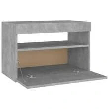 Table de chevet avec lumières  béton gris 60x35x40 cm