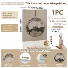 1 件，帆布悬挂，带框装饰画，海报，墙壁艺术，别致的迪斯科球海报印刷品 - 复古风格镜面球帆布艺术，非常适合现代简约装饰，适用于客厅、卧室、家庭办公室、宿舍 | 时髦学院风墙壁艺术 - 彩色 - 查看 13