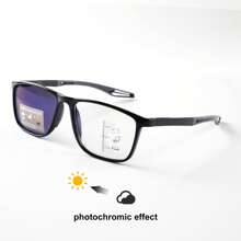 Photochromic, Progressive Multifocal Reading Glasses, Anti-Blue Light, Clear Distance Vision For Presbyopia, TR90 Frame, Sporty Style, Unisex - White - View 6