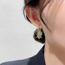 简约优雅的耳钉，百搭时尚的环形耳环，复古美学女士耳环 - 雪花耳圈 - 查看 9