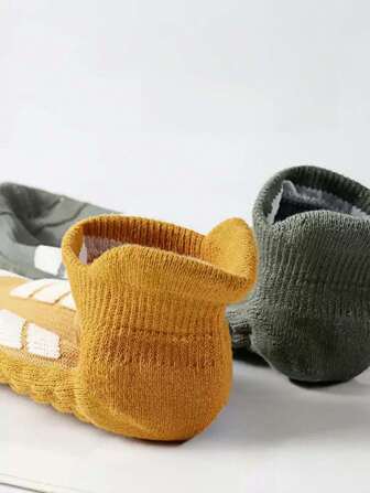 1/3/5/10 双男士运动袜，条纹蓝绿色设计，春夏季踝袜，薄款透气跑步袜，舒适健身、运动、户外日常活动