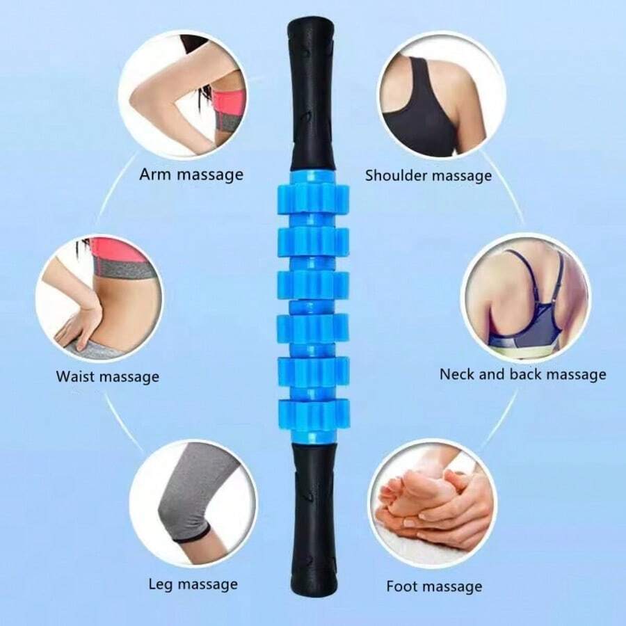 1 pezzo Bastone massaggiante per il corpo, strumento a rullo per muscoli, trigger portatile per fitness yoga, gambe e braccia, bastone massaggiante a 6 ruote per alleviare lo stress