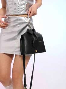 Unique Quirky Shirt Collar Shaped Women's Fashion Black Flap Crossbody Bag & Phone Pouch, Fun Gift - Black - View 2