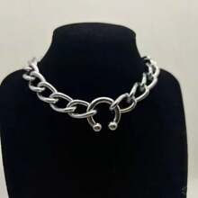 1pc Titanium Steel Silver Twist Chain Nose Clip Pendant Necklace For Women, Suitable For Party, Daily Wear