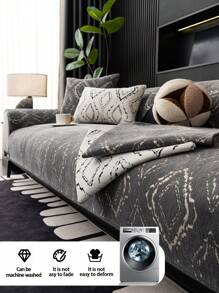 1 件雪尼尔编织沙发垫，适合所有季节，款式新颖，宠物友好，防尘，防滑沙发套，适用于 L 型组合沙发和 1/2/3/4 座沙发，秋季/春季防刮