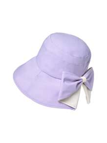 1pc Women's New Summer Bowknot Bucket Hat, Outdoor Versatile Sun Protection Hat, Fashion Wide Brim Cap