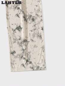 Calça Longa Masculina Casual com Estampa Tie-Dye e Cordão na Cintura