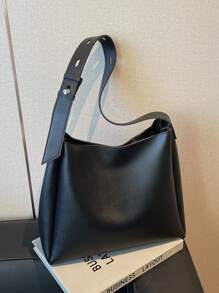 New Casual Retro Bucket Bag, Large Capacity Shoulder Crossbody Tote - Black - View 11