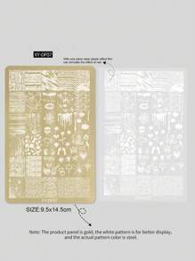 最新美甲设计印刷板，包括蕾丝、蝴蝶、玫瑰花、丝带、领结、蛇格图案美甲印花模板、不锈钢美甲印花板、中国风竹花印花 - 彩色 - 查看 14