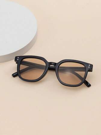 1 Pair Kids' Geometric Studs Decor Fashion Glasses, Korean Style