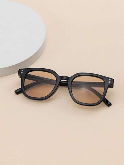 1 Pair Kids' Geometric Studs Decor Fashion Glasses, Korean Style