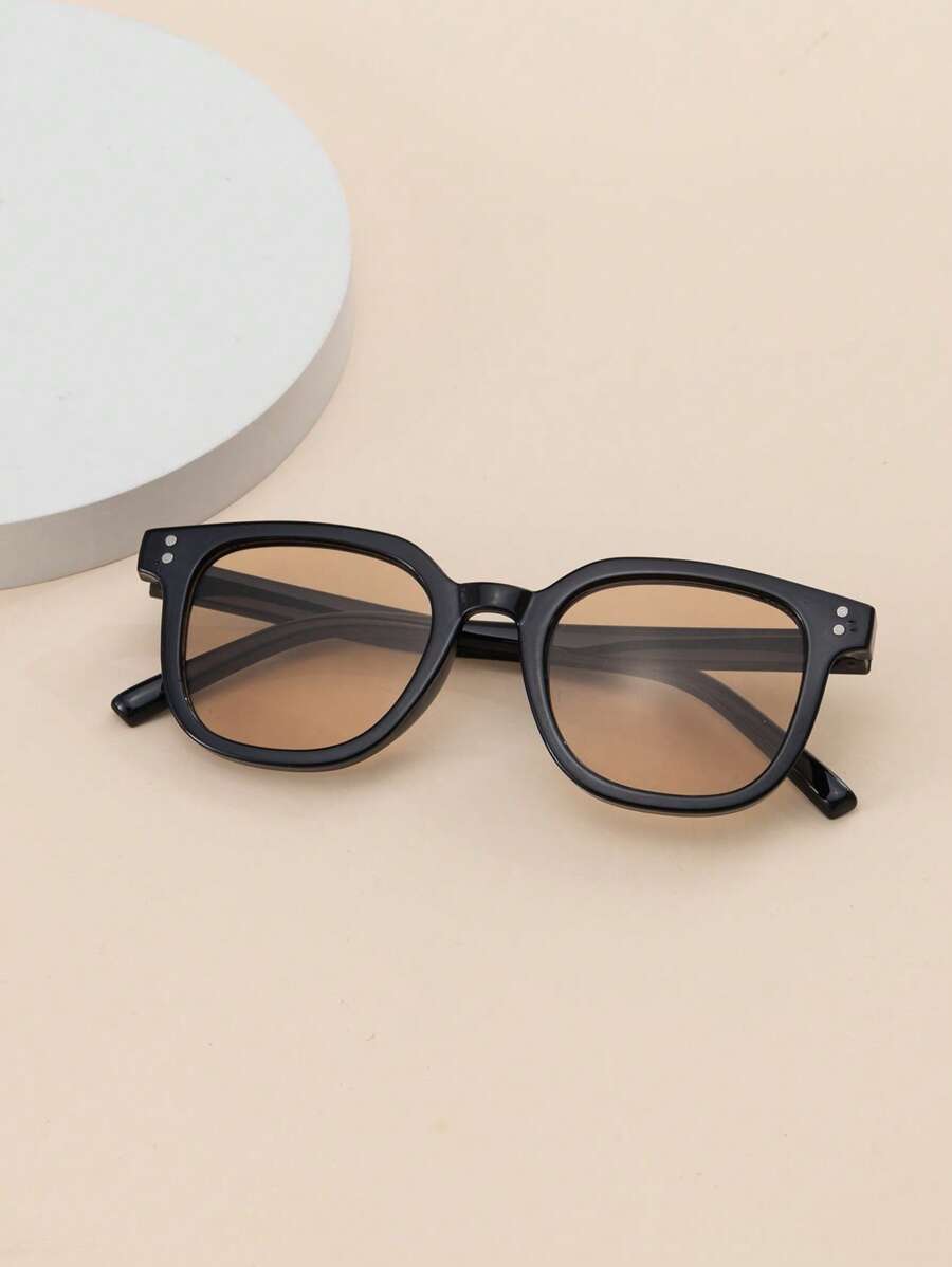 1 Pair Kids' Geometric Studs Decor Fashion Glasses, Korean Style - Black - View 1