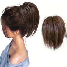 Messy Bun Hair Piece, Claw Clip In Straight Hair Bun 8 Inch Short Ponytail Extension With Bendable Metal Wire Hair Pieces For Women Fake Hair Bun DIY Styles