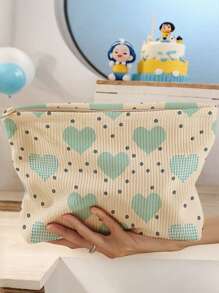 1pc Bow, Flower, Heart Print Toiletry Bag, Travel Bag, Suitable For Beach, Swimming Pool, Swimwear, Travel Organizer, Makeup Bag, Cosmetic Bag, Vacation Organizer, Large Capacity Toiletry Bag For Lipstick, Brushes, Skincare, Phone, Coins, Small Items, Multifunctional Use For Home, Gift, Vacation And Holiday, Teenager Bathroom Storage Bag, School Makeup Bag, Back To School Supplies, Cosmetic And Toiletry Storage, School Supplies, Storage Bag, Room Supplies - Multicolor - View 5