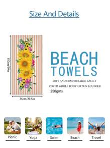 1pc Prachtige Bloemen Stranddeken, Extra Zachte Microvezel Extra Grote Strandhanddoek, Zeer Absorberende Badhanddoek, Geschikt Voor Reizen, Zwembad, Duiken, Surfen, Yoga, Kamperen, Verschillende Maten, Strandaccessoires Zomer, Vakantie