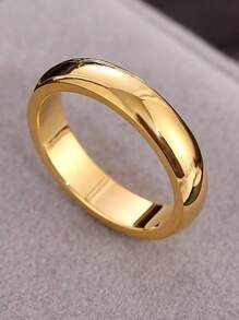 1 Pc 4mm Tungsten Steel Stainless Steel Ring, Simple 18k Gold Plated Engagement Ring, Proposal Ring, Bride Wedding Ring, Jewelry Gift