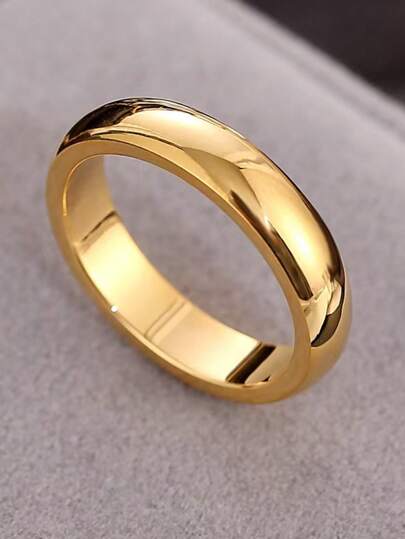 1 Pc 4mm Tungsten Steel Stainless Steel Ring, Simple 18k Gold Plated Engagement Ring, Proposal Ring, Bride Wedding Ring, Jewelry Gift