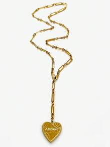 1pc New Minimalist Chic Stainless Steel Heart And Snake Pendant Necklace For Women