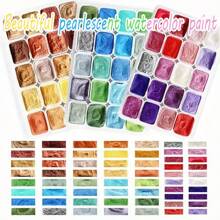 1 Set Of 20 Pearlescent Solid Watercolor Paints, Metallic Powder Dyed Floral Design, Premium Painting Supplies For Chinese Painting, Drawing, Writing, DIY Crafts, Portable Artistic Tool, Galaxy Color, Suitable For Artists, Adults And Professionals, Perfect Gift