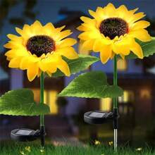 1 PIEZA Luz solar LED decorativa en forma de girasol, resistente al agua, con 1 cabezal o 3 cabezales, adecuada para decorar patios, céspedes, jardines, pasillos, etc.