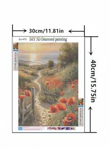 1 件 DIY 钻石画 - 花卉风景，全钻，家居装饰，11.8*15.7 英寸 - 彩色 - 查看 2