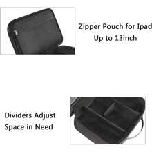 Large Waterproof Travel Tech Organizer Case, Electronics Storage Bag With Adjustable Dividers For IPad, Cables, USB Chargers, Hard Drives, Accessories, Portable Tech Pouch For Business, Travel, Daily Use, Gift For Men And Women - Black - View 7