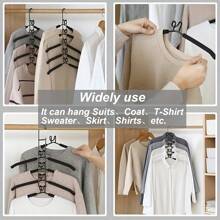 1 Pc Space-Saving 5-Layer Magic Hanger - Non-Slip, Foldable Metal Clothes Organizer For Dorms & Wardrobes - Black - View 7