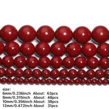 1 Pacote de Contas de Pedra Natural Premium Vermelho Cinábrio - Contas Soltas Vermelho Vivo de Alta Qualidade de 4-12mm para Fazer Joias, Pulseiras, Colares, Brincos - Suprimentos Artesanais para Presentes Masculinos e Femininos, Kit para Fazer Pulseiras - Vermillion - Visão 3