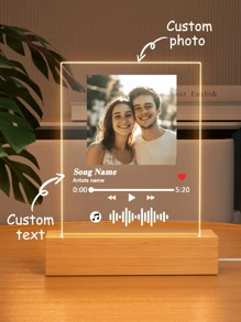 Personalized LED Night Light, With Pictures And Text Printed On Acrylic Board. High-Quality Customization, Unique Ideal Gift, Suitable For Giving To Friends Or As A Holiday Decoration Gift., Aesthetic Home, Photo Plaque - Small Rectangular Cube 1p + Square Picture Music 6 - View 10