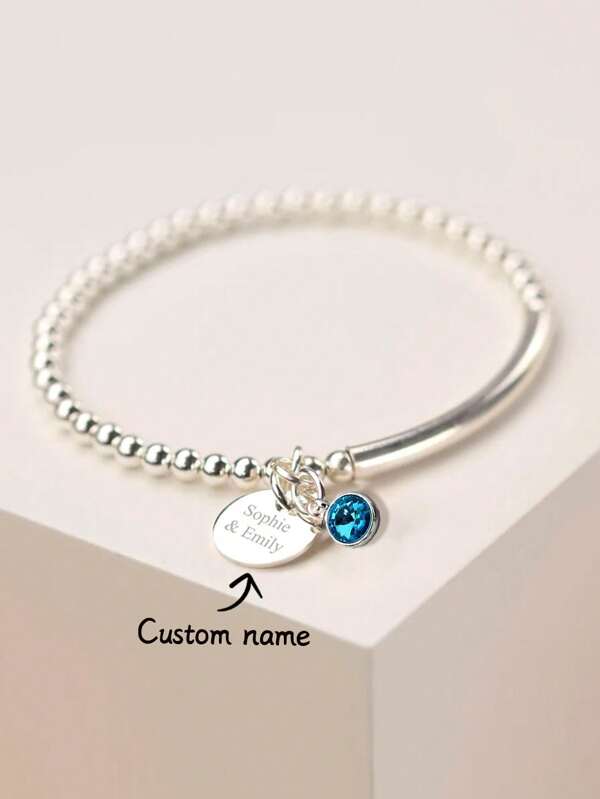 Nuevo brazalete con campana en 2 estilos, con nombre personalizado y piedra natal, regalo para mamá, Navidad con campana de letra personalizada