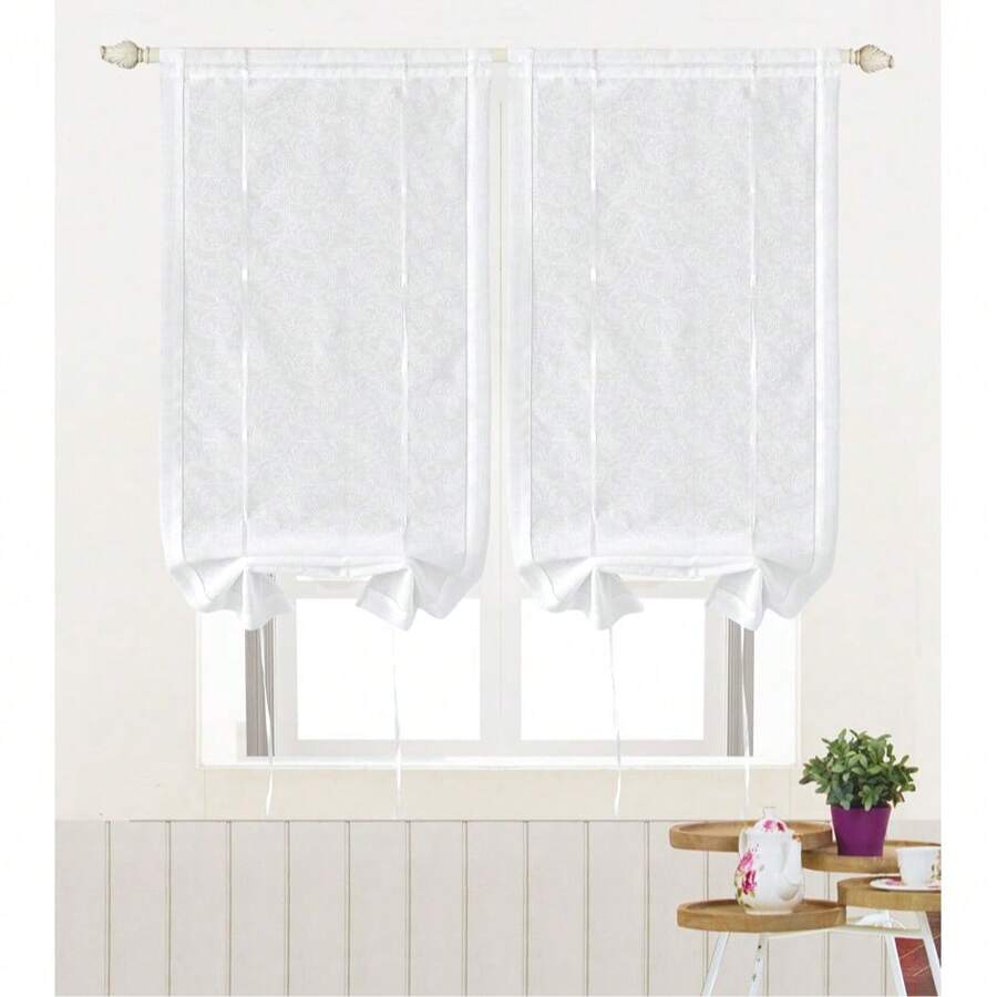 Semi-Transparent Curtains With Wave Pattern (2 Pieces), In 65x150 Cm And 65x240 Cm, Ideal For Bedrooms, Living Rooms, Children's Rooms And Balconies. - trắng - Xem 1