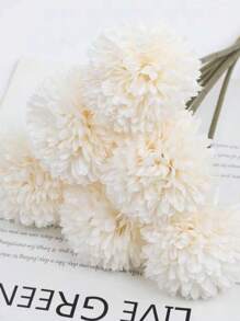 5pcs Artificial Chrysanthemum Ball Flowers Dandelion Hydrangea Arrangement Bouquet Present For Friends Bridal Wedding Bouquet Decor For Home Office House Party Mother's Valentine Day, Decoration Gift