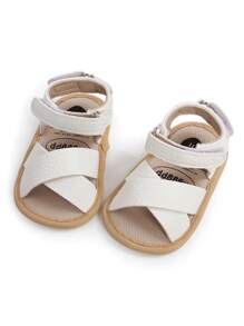 Boy's And Girl's Infant Sandals, Newborn Anti Slip Soft Rubber Sole Shoes, Cross Style, Boy's And Girl's Infant Exposed Toe Outdoor Leisure, Summer First Walking Shoes