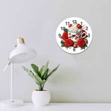 Wedding Mug And Rose, Vintage Wall Clock, Modern Minimalist Decor, Home Decor And Accessories, Gift For Teacher