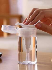 1pc Convenient Carry Pressing Makeup Remover Bottle, Transparent Dispenser, Travel Size - View 1